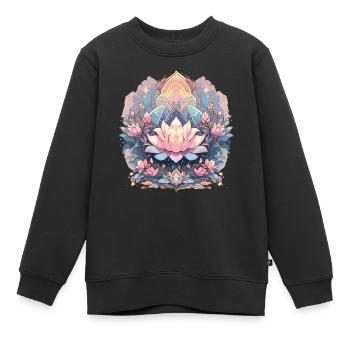 Fleur de lotus - Sweat Premium enfant bio - noir - Devant - AI Model Kid Female (0cm)