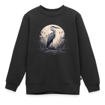 Héron cendré majestueux - Sweat Premium enfant bio - noir - Devant - AI Model Kid Female (0cm)