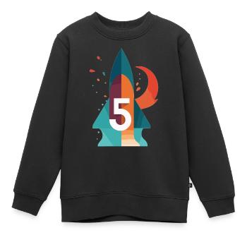 5th Birthday Rocket - Kids Premium Organic Sweatshirt - black - Front - AI Model Kid Female (0cm)