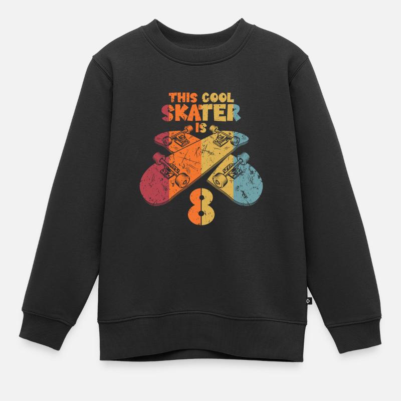 This cool skater is 8 - Kinder Premium Organic Sweatshirt - Schwarz