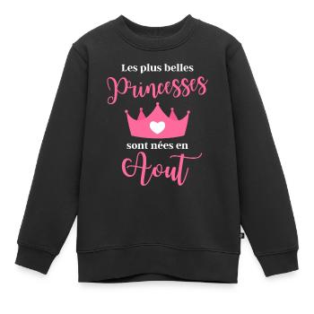 les filles nées en août cadeau anniversaire - Sweat Premium enfant bio - noir - Devant - AI Model Kid Female (0cm)
