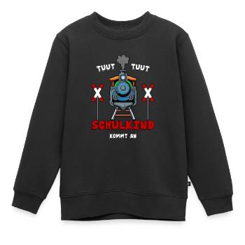 Einschulung mit der Dampflok zur Schule - Kinder Premium Organic Sweatshirt - Schwarz - Vorne - AI Model Kid Female (0cm)
