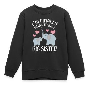 I ́m Finally Going To Be A Big Sister Elephant - Kids Premium Organic Sweatshirt - black - Front - AI Model Kid Female (0cm)