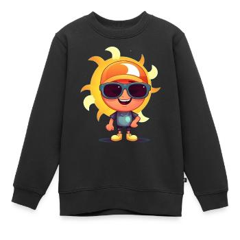 Soleil avec lunettes de soleil - Sweat Premium enfant bio - noir - Devant - AI Model Kid Female (0cm)