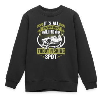 Funny Fishing Men Women - Kinder Premium Organic Sweatshirt - Schwarz - Vorne - AI Model Kid Female (0cm)