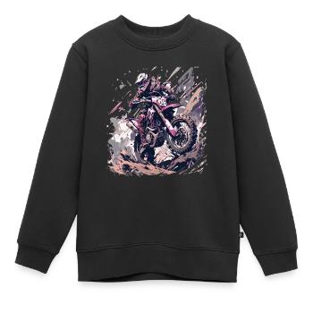 Supermotard Motocross Moto Moto Moto - Sweat Premium enfant bio - noir - Devant - AI Model Kid Female (0cm)