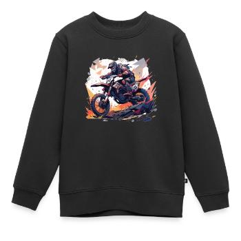 Supermotard Motocross Moto Moto Moto - Sweat Premium enfant bio - noir - Devant - AI Model Kid Female (0cm)