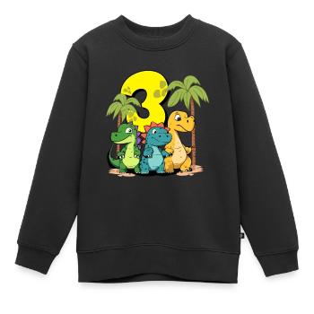 Cute Dinosaurs I'm 3 dino birthday - Kinder Premium Organic Sweatshirt - Schwarz - Vorne - AI Model Kid Female (0cm)
