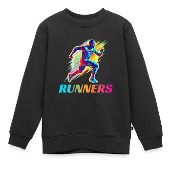 Dynamische Läufer Lauf Wettkampf - Kinder Premium Organic Sweatshirt - Schwarz - Vorne - AI Model Kid Female (0cm)