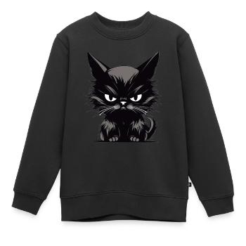 Katzen Genervte Katze Böser Stubentiger - Kinder Premium Organic Sweatshirt - Schwarz - Vorne - AI Model Kid Female (0cm)