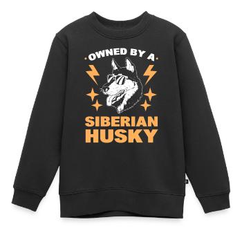 Im Besitz eines Siberian Huskys Siberian Sled Dog - Kinder Premium Organic Sweatshirt - Schwarz - Vorne - AI Model Kid Female (0cm)