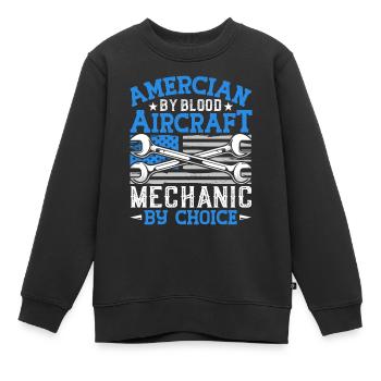 Love Avion aviation - Sweat Premium enfant bio - noir - Devant - AI Model Kid Female (0cm)