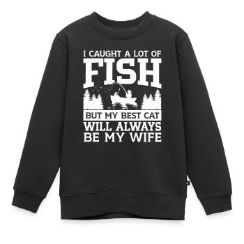Funny Fishing Men Women - Kinder Premium Organic Sweatshirt - Schwarz - Vorne - AI Model Kid Female (0cm)