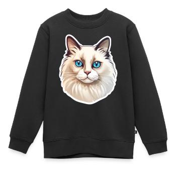 Ragdoll Katze Katze - Katze Katze - Illustration - Kinder Premium Organic Sweatshirt - Schwarz - Vorne - AI Model Kid Female (0cm)