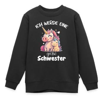 Ich werde eine Große Schwester Einhorn - Einhörner - Kinder Premium Organic Sweatshirt - Schwarz - Vorne - AI Model Kid Female (0cm)