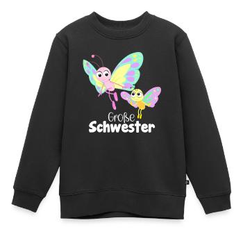 Große Schwester Schmetterling - Kinder Premium Organic Sweatshirt - Schwarz - Vorne - AI Model Kid Female (0cm)