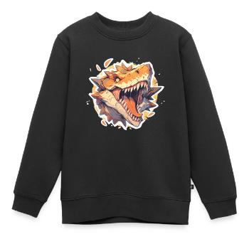 Dinosaure TRex - Sweat Premium enfant bio - noir - Devant - AI Model Kid Female (0cm)