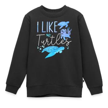 Sea Turtle Tortoise I Like Turtles - Kinder Premium Organic Sweatshirt - Schwarz - Vorne - AI Model Kid Female (0cm)