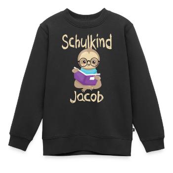 Schulkind Jacob Faultier - Kinder Premium Organic Sweatshirt - Schwarz - Vorne - AI Model Kid Female (0cm)