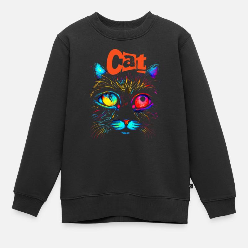 Katzen-Designs - Kinder Premium Organic Sweatshirt - Schwarz