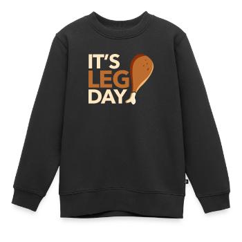 Es ist der Tag der Beine Lustiges Workout Türkei - Kinder Premium Organic Sweatshirt - Schwarz - Vorne - AI Model Kid Female (0cm)