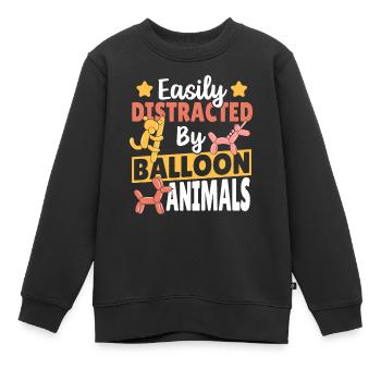 Leicht ablenkbar durch Ballontiere Ballon Twister - Kinder Premium Organic Sweatshirt - Schwarz - Vorne - AI Model Kid Female (0cm)