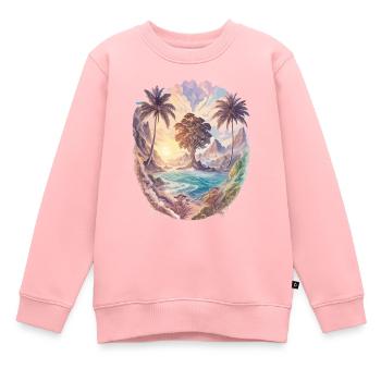 Nature Paysage Aquarelle Palmiers Exotiques - Sweat Premium enfant bio - rose - Devant - AI Model Kid Female (0cm)