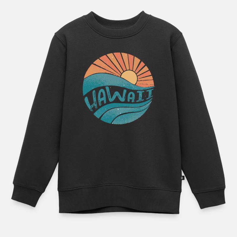 Hawaï - Sweat Premium enfant bio - noir