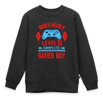 Cinq 5 ans BDay Son Garçon Drôle de Joueur 5ème 5 ans - Sweat Premium enfant bio - noir - Devant - AI Model Kid Female (0cm)