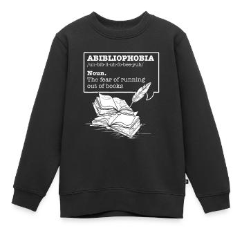Abibliophobie Die Angst, dass die Bücher ausgehen Rea - Kinder Premium Organic Sweatshirt - Schwarz - Vorne - AI Model Kid Female (0cm)