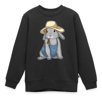 Hase Landwirt Weizen Bauernhof - Kinder Premium Organic Sweatshirt - Schwarz - Vorne - AI Model Kid Female (0cm)
