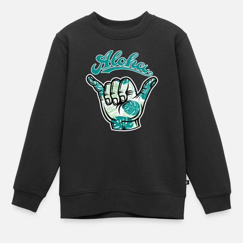 3 Aloha Shaka - Kinder Premium Organic Sweatshirt - Schwarz
