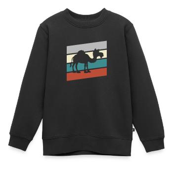 Dromedar Retro - Kinder Premium Organic Sweatshirt - Schwarz - Vorne - AI Model Kid Female (0cm)