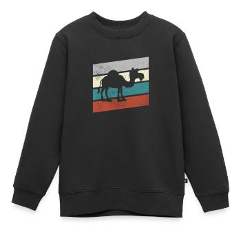 Dromedar Retro - Kinder Premium Organic Sweatshirt - Schwarz - Vorne - AI Model Kid Female (0cm)