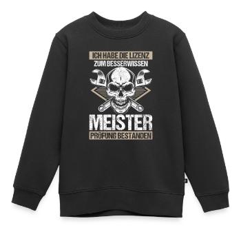 Meisterprüfung Geschenkidee Lizenz - Kinder Premium Organic Sweatshirt - Schwarz - Vorne - AI Model Kid Female (0cm)