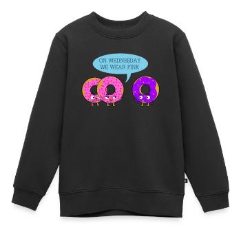 Le mercredi, nous les portons en rose - Sweat Premium enfant bio - noir - Devant - AI Model Kid Female (0cm)