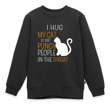Lustig, ich umarme meine Katzen, damit ich die Leute nicht in die - Kinder Premium Organic Sweatshirt - Schwarz - Vorne - AI Model Kid Female (0cm)