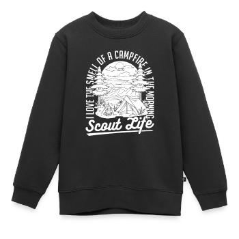 Pfadfinder Lagerfeuer - Kinder Premium Organic Sweatshirt - Schwarz - Vorne - AI Model Kid Female (0cm)