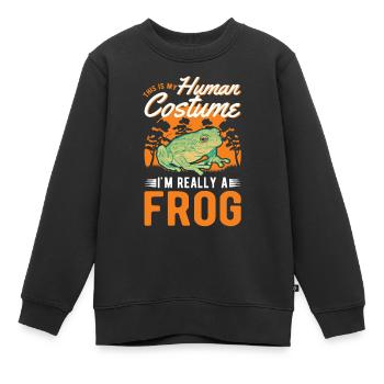 Frosch Halloween Laubfrosch - Kinder Premium Organic Sweatshirt - Schwarz - Vorne - AI Model Kid Female (0cm)