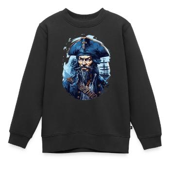Pirate Skull Jolly Roger Costume Cadeau - Sweat Premium enfant bio - noir - Devant - AI Model Kid Female (0cm)