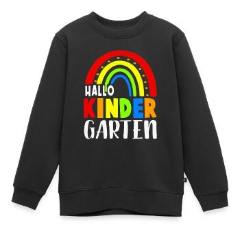 Hallo Kindergarten 1. Tag Kita Mädchen - Kinder Premium Organic Sweatshirt - Schwarz - Vorne - AI Model Kid Female (0cm)