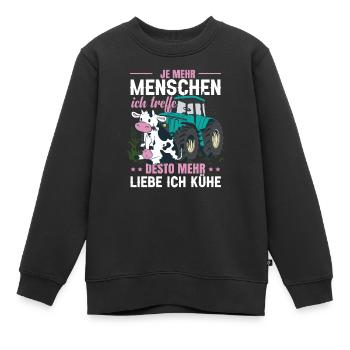 Vieh Kuh Traktor Sprüche Lustig - Kinder Premium Organic Sweatshirt - Schwarz - Vorne - AI Model Kid Female (0cm)