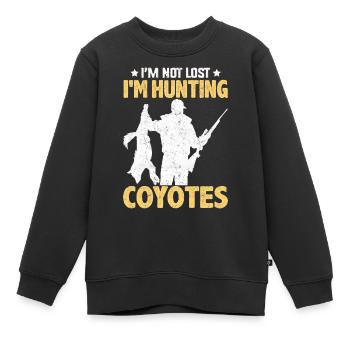 Coyote Hunt Coyote Hunter Yote - Sweat Premium enfant bio - noir - Devant - AI Model Kid Female (0cm)