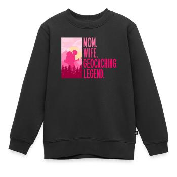 Mutter. Ehefrau. Geocaching-Legende. - Geocaching - Kinder Premium Organic Sweatshirt - Schwarz - Vorne - AI Model Kid Female (0cm)