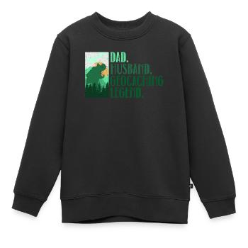 Vater. Ehemann. Geocaching-Legende. - Geocaching - Kinder Premium Organic Sweatshirt - Schwarz - Vorne - AI Model Kid Female (0cm)