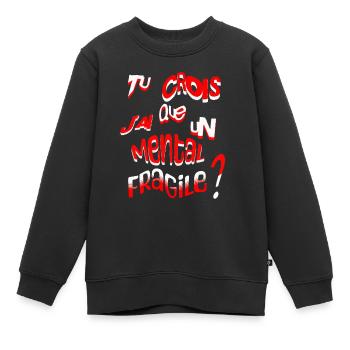 tee shirt humour - Sweat Premium enfant bio - noir - Devant - AI Model Kid Female (0cm)