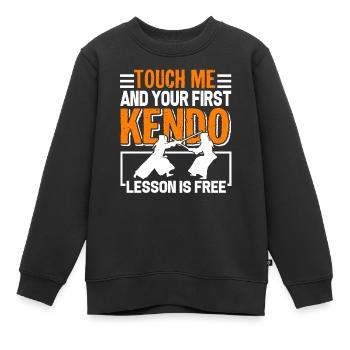 Kendo First Kendo Lesson Is Free - Kids Premium Organic Sweatshirt - black - Front - AI Model Kid Female (0cm)
