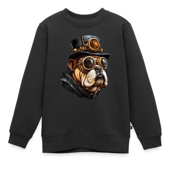 Steampunk Bulldog Hund - Kinder Premium Organic Sweatshirt - Schwarz - Vorne - AI Model Kid Female (0cm)