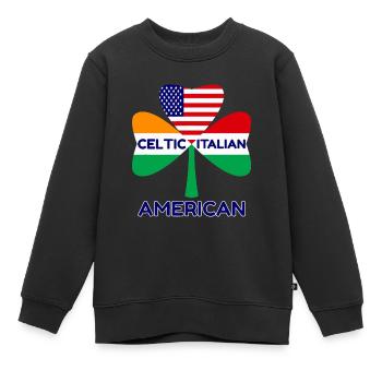 Drapeau irlando-italien américain et trèfle celtique Pr - Sweat Premium enfant bio - noir - Devant - AI Model Kid Female (0cm)