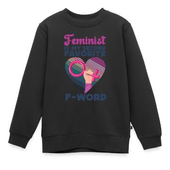 Feminist Heart Feminist Is My - Kinder Premium Organic Sweatshirt - Schwarz - Vorne - AI Model Kid Female (0cm)